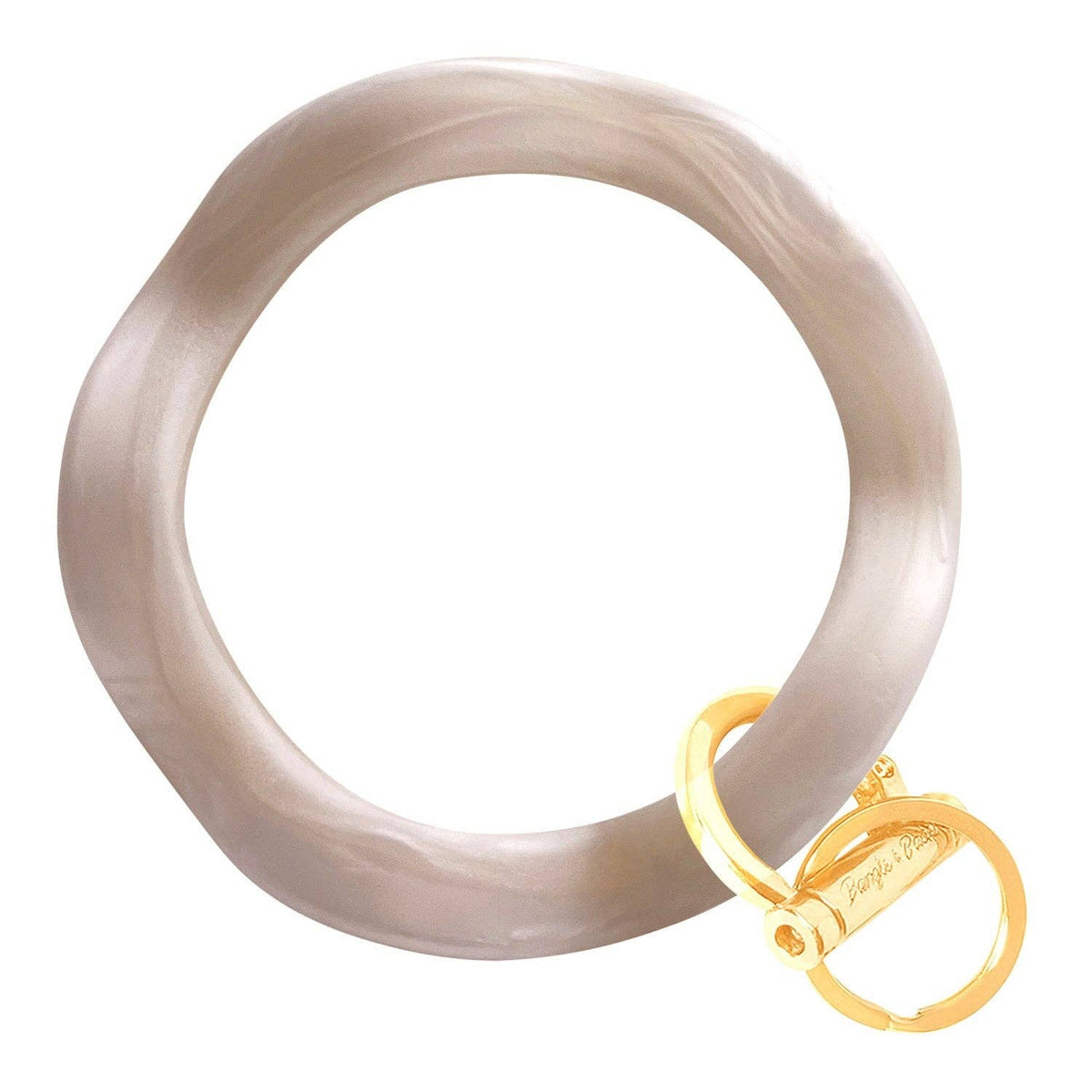 Wavy Bracelet Key Ring: Gold / Wavy - Pearl