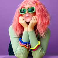 Wavy Bracelet Key Ring: Gold / Wavy - Orchid