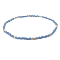 2mm Newport STEEL BLUE + Gold Filled Waterproof Bracelet: 6.5