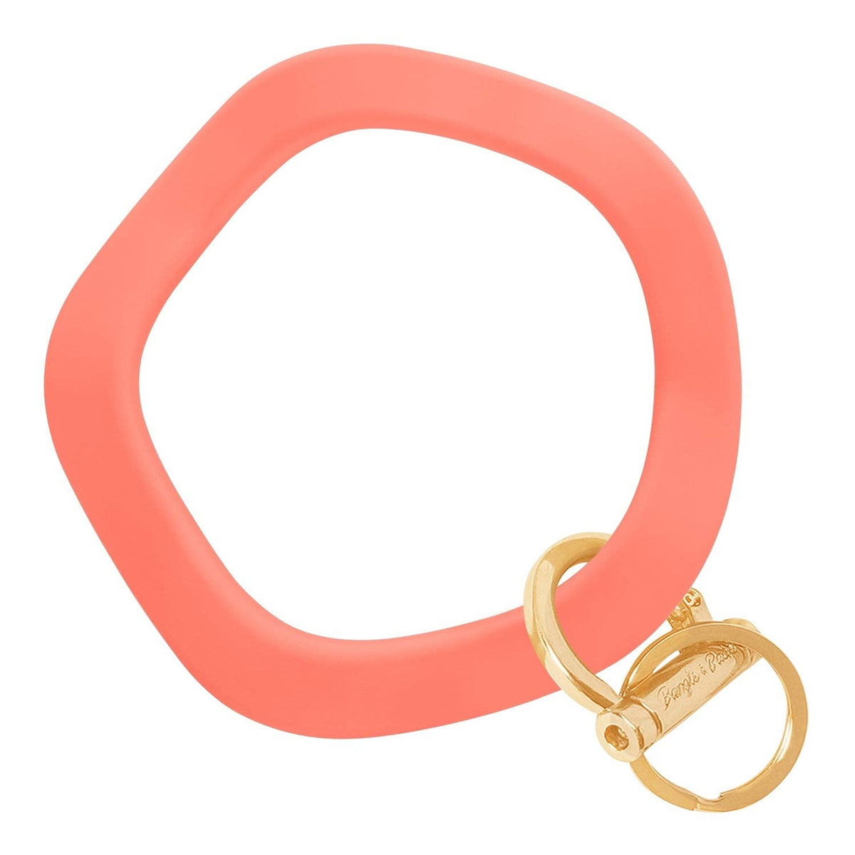 Wavy Bracelet Key Ring: Gold / Wavy - Coral