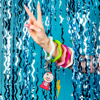 Wavy Bracelet Key Ring: Gold / Wavy - Coral