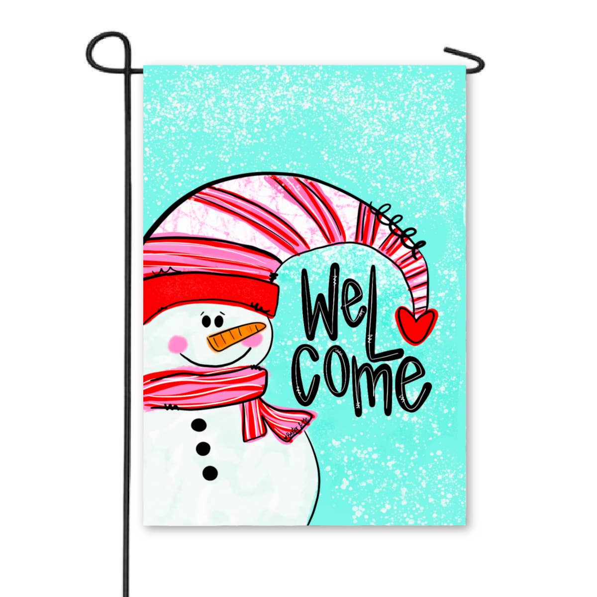 Welcome Heart Snowman Garden Flag