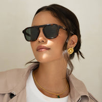 Addison Acetate Unisex Aviator Sunglasses  : Tortoise / G15