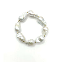 Big Baroque Pearl and Gold-Filled Beaded Bracelet - Waterproof!