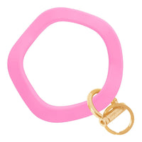 Wavy Bracelet Key Ring: Gold / Wavy - Bright Pink
