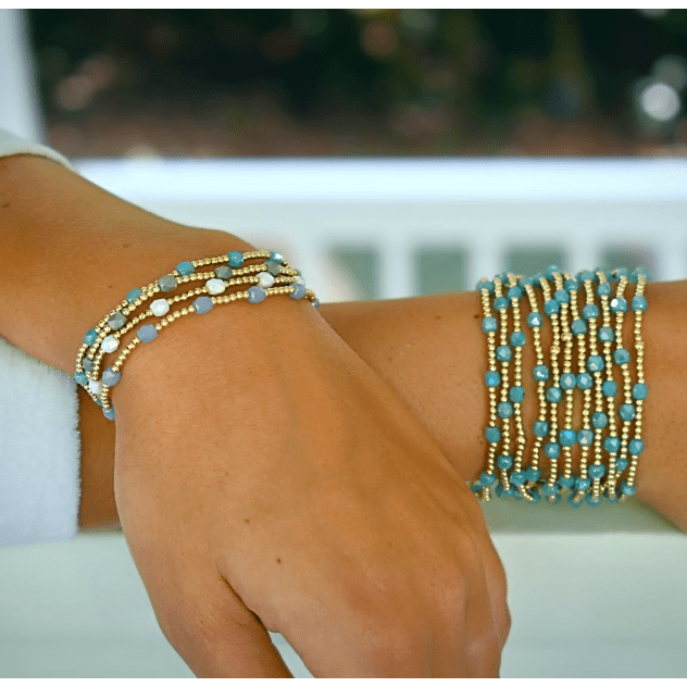 The Key West Gold-Filled and Waterproof Bracelet Collection: Blue / 7"