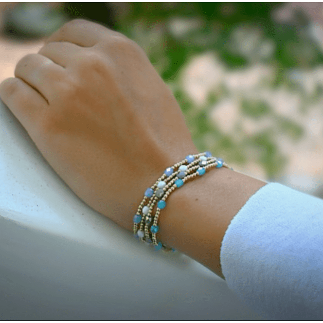 The Key West Gold-Filled and Waterproof Bracelet Collection: Turquoise / 7"