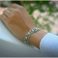 The Key West Gold-Filled and Waterproof Bracelet Collection: Blue / 7"