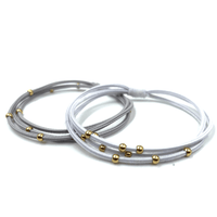 Gold Water Pony Waterproof Bracelet Hair Bands in Gray and White