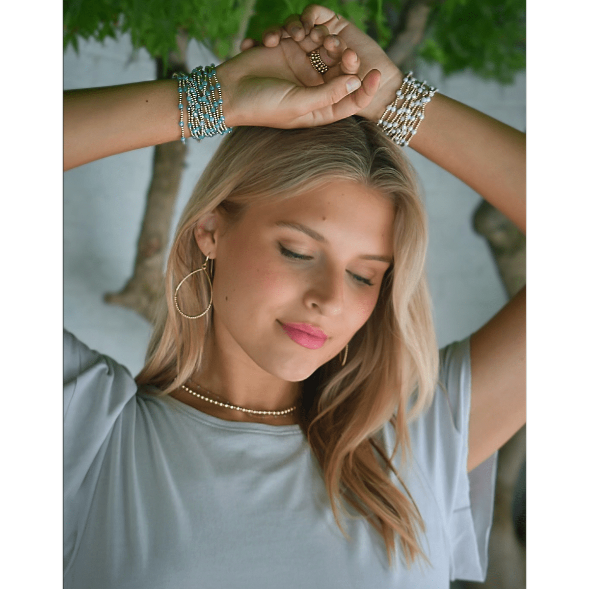 The Key West Gold-Filled and Waterproof Bracelet Collection: Blue / 7"