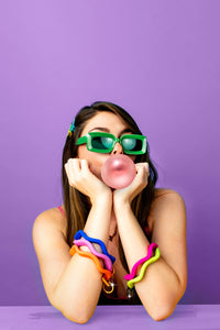 Wavy Bracelet Key Ring: Gold / Wavy - Coral