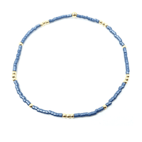 2mm Newport STEEL BLUE + Gold Filled Waterproof Bracelet: 6.5