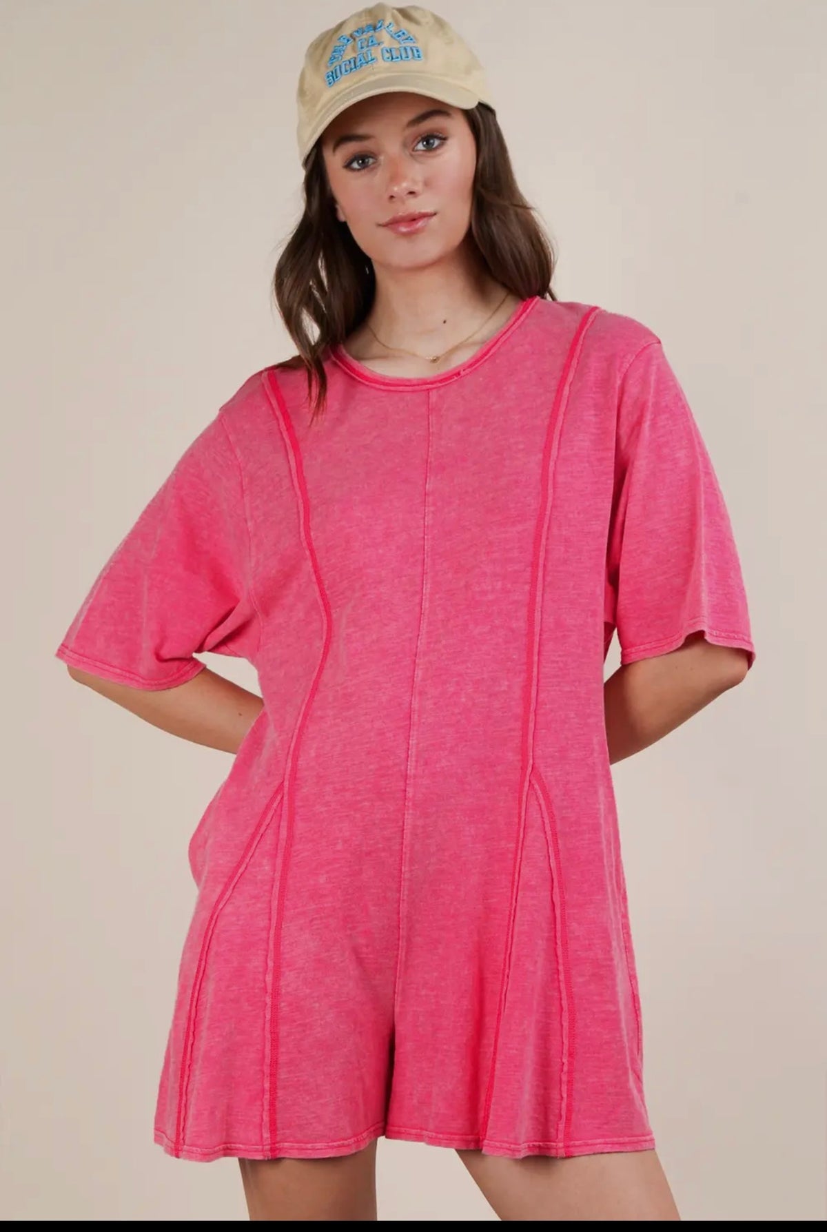Kayla Romper - Hot Pink