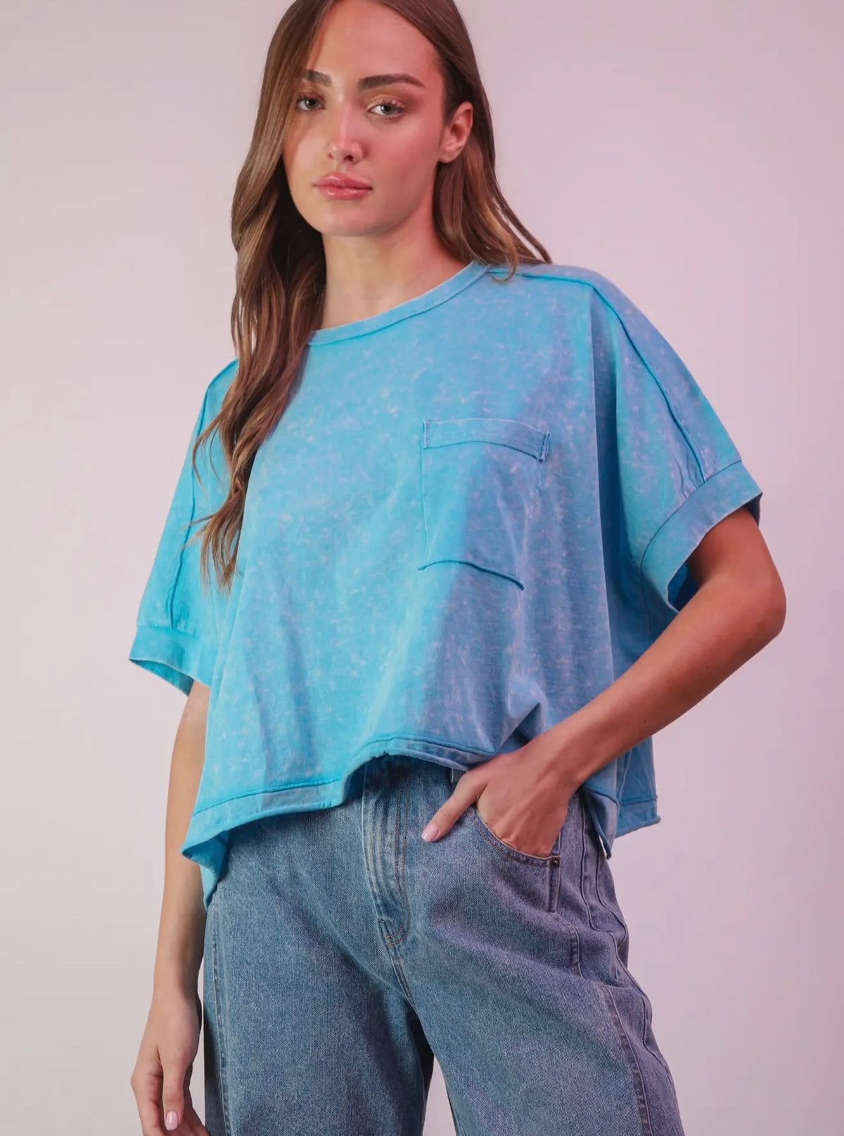 Palmer Top - Aqua Blue