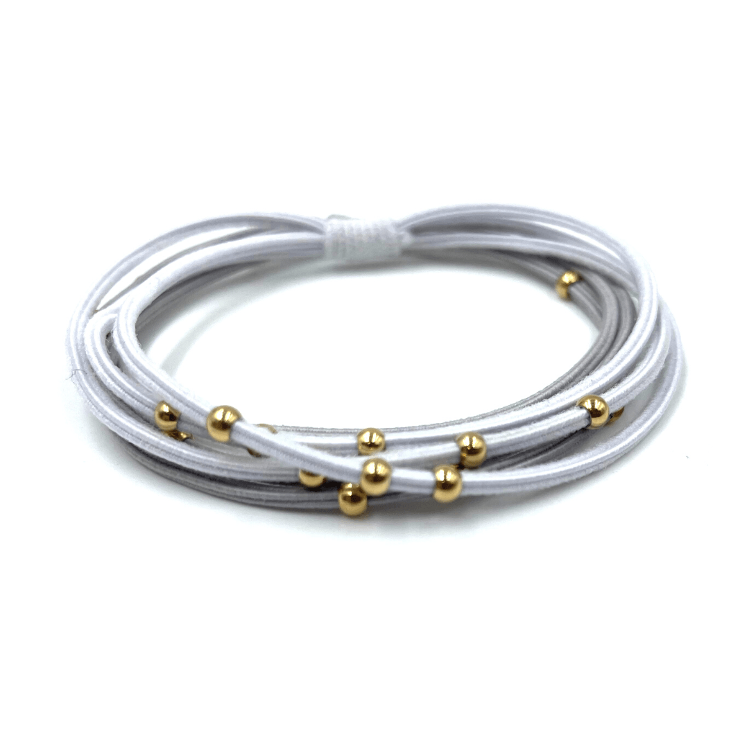 Gold Water Pony Waterproof Bracelet Hair Bands in Gray and White